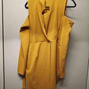 PrettyLittleThing One Shoulder Mustard Dress